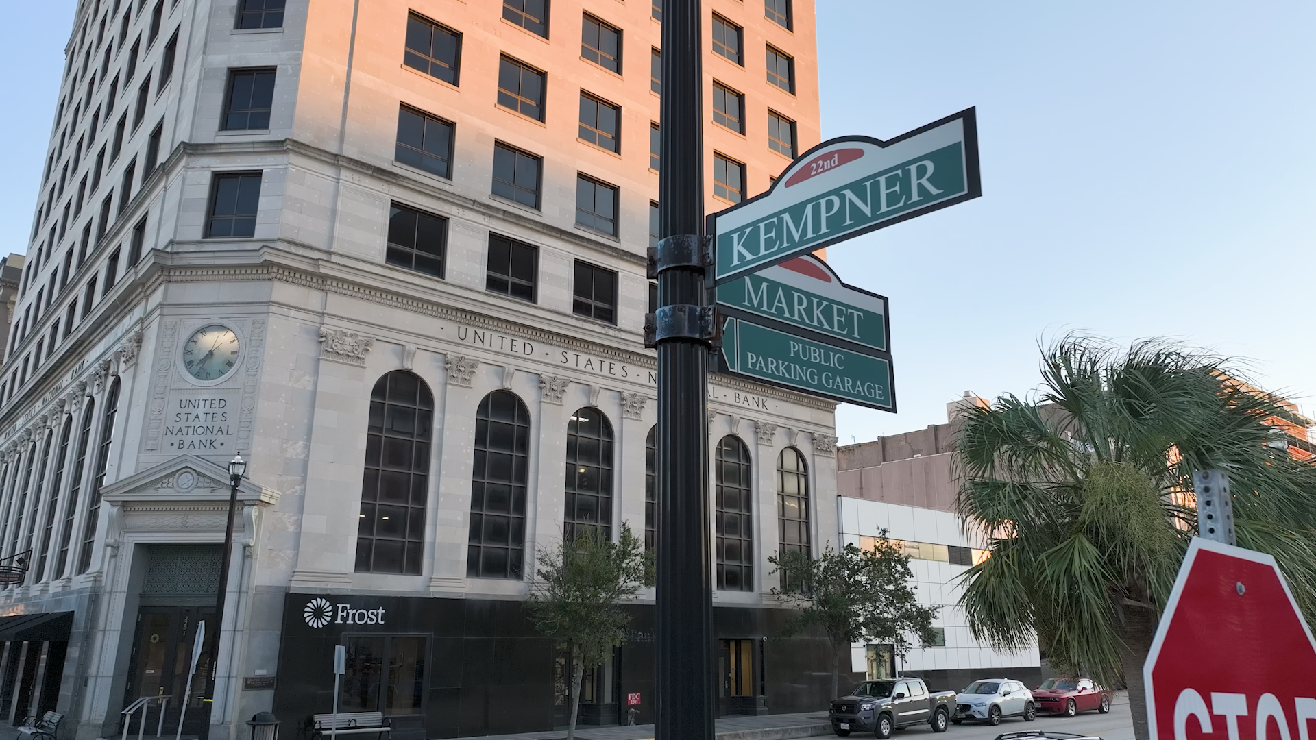 Downtown after dark with catenary lights